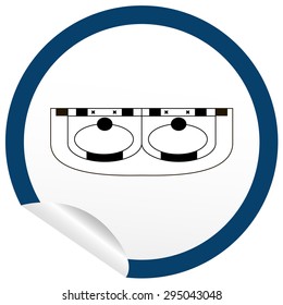 Flat sink icon on sticker for floor plan outline. Line editable EPS10 vector furniture illustration. View from above