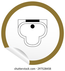 Flat sink icon on sticker for floor plan outline. Line editable EPS10 vector furniture illustration. View from above
