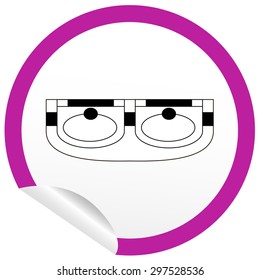 Flat sink icon on sticker for floor plan outline. Line editable EPS10 vector furniture illustration. View from above
