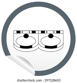 Flat sink icon on sticker for floor plan outline. Line editable EPS10 vector furniture illustration. View from above
