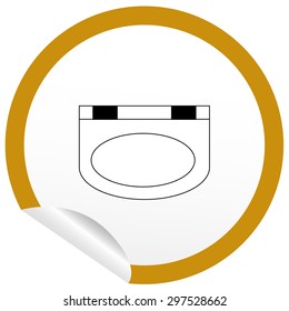 Flat sink icon on sticker for floor plan outline. Line editable EPS10 vector furniture illustration. View from above
