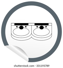 Flat sink icon on sticker for floor plan outline. Line editable EPS10 vector furniture illustration. View from above