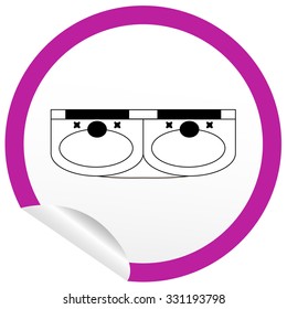 Flat sink icon on sticker for floor plan outline. Line editable EPS10 vector furniture illustration. View from above