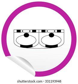 Flat sink icon on sticker for floor plan outline. Line editable EPS10 vector furniture illustration. View from above