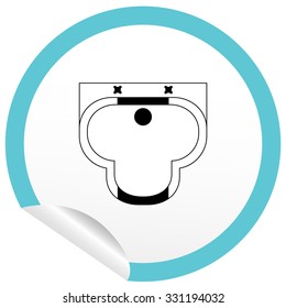 Flat sink icon on sticker for floor plan outline. Line editable EPS10 vector furniture illustration. View from above