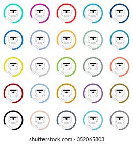 Flat sink icon on sticker for floor plan outline. Line editable EPS10 vector furniture illustration. View from above