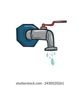 Flat sink water faucet icon. Cartoon vector illustration.