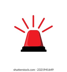 flat siren vector illustration. red emergency lamp sign and symbol.