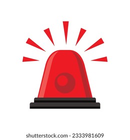 flat siren vector illustration. red emergency lamp sign and symbol.