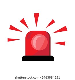 flat siren vector illustration. red emergency lamp sign and symbol.