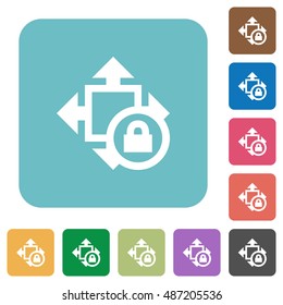 Flat size lock icons on rounded square color backgrounds.