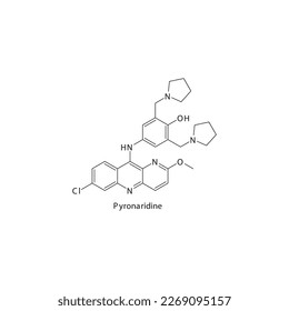 Pyronaridin  flache skelettmolekulare Struktur Antiparasitenmittel zur Behandlung von Malaria. Vektorgrafik.
