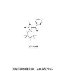 α-Eucaine (alpha-eucaine) flat skeletal molecular structure Local Anesthetic drug used in local anasthesia, pain treatment. Vector illustration.