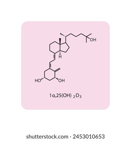 1α,25(OH)2D3 flat skeletal molecular structure Vitamin D agonist drug used in Vitamin D deficiency treatment. Vector illustration scientific diagram.