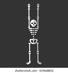 Flat skeleton cartoon icon isolated vector illustration. Cartoon symbol in material flat style design.