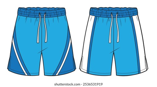 Boceto plano de pantalones cortos deportivos para hombre azules