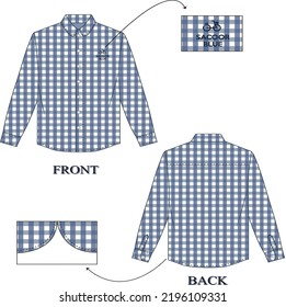 Flat sketch with check print of a shirt