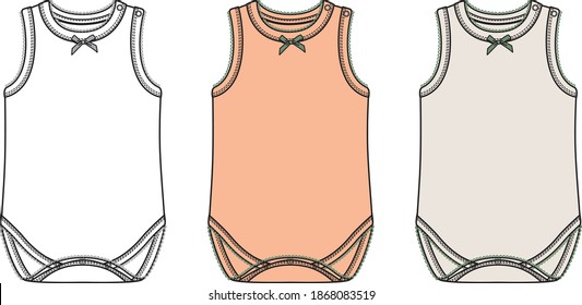 flat sketch clothes for baby girls.