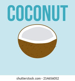 a flat sketch of a coconut on a blue background