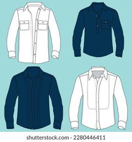 dibujo plano de hombres camisas de manga larga ilustración vectorial