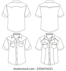 flat sketch of men long sleeve shirts vector illustration short sleeve shirts with technical silhouette with colorful
