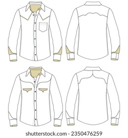 flat sketch of men long sleeve shirts vector illustration short sleeve shirts with technical silhouette with colorful