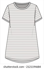 FLAT SKETCH OF NIGHTWEAR DRESS FOR WOMEN AND TEEN GIRLS IN EDITABLE VECTOR FILE