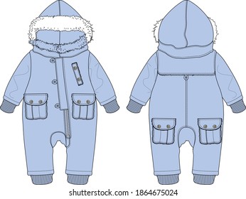 flat sketch overalls design for boys