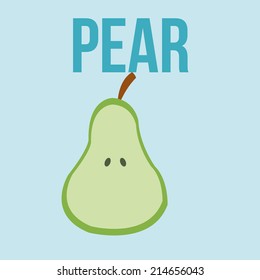 a flat sketch of a pear on a blue background