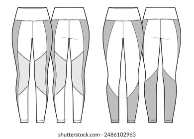 Flat sketch set of leggings flat sketch
