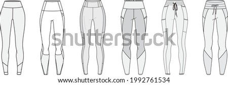 flat sketch set of leggings vector illustration 