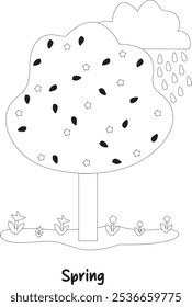 Flat Sketch For Spring Season Tree.
