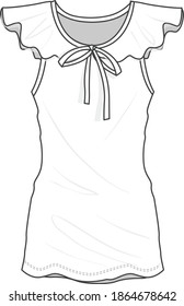 Flat sketch summer dress design for girls.