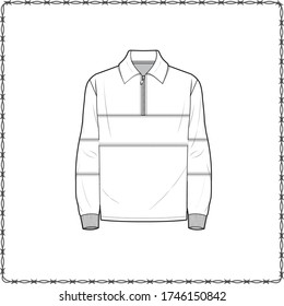 flat sketch template mens polo shirt