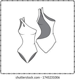 flat sketch template women swimwear 