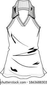 Flat sketch top clothing design for young girls.