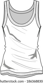 Flat sketch top clothing design for young girls.