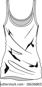 Flat sketch top clothing design for young girls.