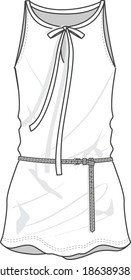 Flat sketch top clothing design for young girls.