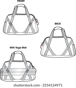 Flat sketch of yoga back, front and back view, in vector format.
