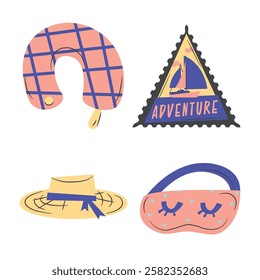 Flat Sketchy Geometric Travel Elements
