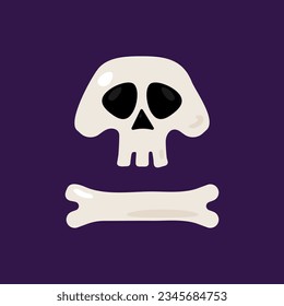 Flat skull and bone on a purple background.
Symbol of Halloween, death, piracy.
Vector illustration eps 10.