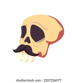 flat skull with mostache over white