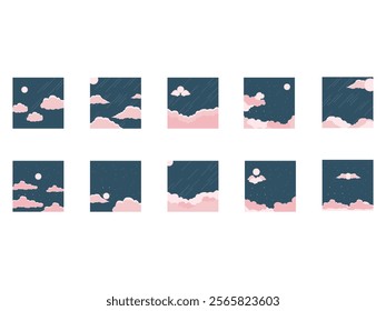 Flat Sky Design Element Set