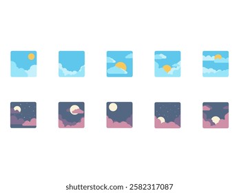 Flat Sky Design Element Set