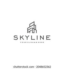 flat SKYLINE real estate apartment logo design