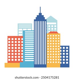 Rascacielos planos como icono para carteles o logotipos en los negocios, la educación o la medicina