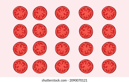 flat sliced tomato patern vector