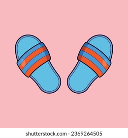 Flat Slippers Icon Vector Illustration Chappal footwear