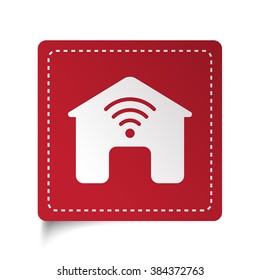 Flat Smart Home icon on red sticker